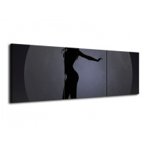 Glas schilderij Vrouw | Zwart, Grijs, Wit | 120x40cm 3Luik