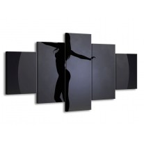 Canvas schilderij Vrouw | Zwart, Grijs, Wit | 150x80cm 5Luik