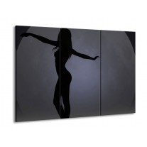 Glas schilderij Vrouw | Zwart, Grijs, Wit | 90x60cm 3Luik
