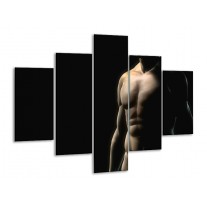 Glas schilderij Man | Zwart, Crème | 100x70cm 5Luik
