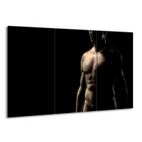 Glas schilderij Man | Zwart, Crème | 165x100cm 3Luik