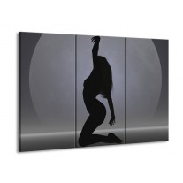 Glas schilderij Vrouw | Zwart, Grijs, Wit | 90x60cm 3Luik