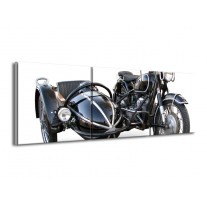 Canvas schilderij Motor | Grijs, Zwart, Wit | 150x50cm 3Luik