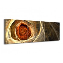 Glas schilderij Roos | Geel, Oranje, Bruin | 150x50cm 3Luik