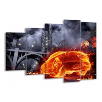 Canvas schilderij Auto | Rood, Oranje, Zwart | 150x100cm 5Luik