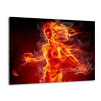Glas schilderij Vrouw | Rood, Oranje, Zwart | 100x70cm 1Luik