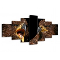 Canvas schilderij Vogels | Geel, Bruin, Zwart | 210x100cm 7Luik