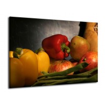 Glas schilderij Paprika | Geel, Rood, Grijs | 70x50cm 1Luik