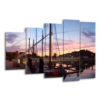 Canvas schilderij Boot | Paars, Wit, Blauw | 150x100cm 5Luik