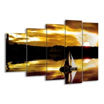 Glas schilderij Boot | Bruin, Geel, Zwart | 150x100cm 5Luik