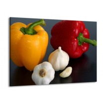 Glas schilderij Paprika | Geel, Rood, Wit | 100x70cm 1Luik