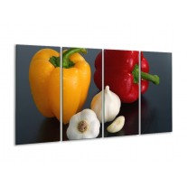 Glas schilderij Paprika | Geel, Rood, Wit | 160x80cm 4Luik