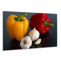 Glas schilderij Paprika | Geel, Rood, Wit | 165x100cm 3Luik