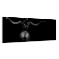 Canvas schilderij Vrouw | Zwart, Grijs | 145x58cm 1Luik