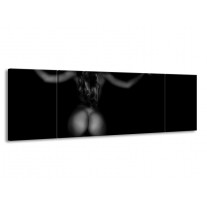 Canvas schilderij Vrouw | Zwart, Grijs | 170x50cm 3Luik
