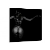 Glas schilderij Vrouw | Zwart, Grijs | 70x70cm 1Luik
