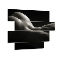 Glas schilderij Lichaam | Zwart, Wit, Grijs | 115x85cm 4Luik