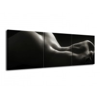Canvas schilderij Lichaam | Zwart, Wit, Grijs | 120x40cm 3Luik
