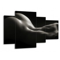 Canvas schilderij Lichaam | Zwart, Wit, Grijs | 120x75cm 4Luik