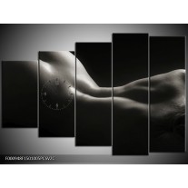 Klok schilderij Lichaam | Zwart, Wit, Grijs | 150x100cm 5Luik