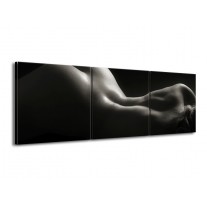 Glas schilderij Lichaam | Zwart, Wit, Grijs | 150x50cm 3Luik
