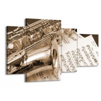 Canvas schilderij Muziek | Wit, Grijs | 120x75cm 4Luik