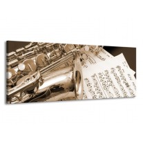 Canvas schilderij Muziek | Wit, Grijs | 145x58cm 1Luik