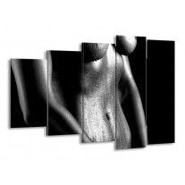 Canvas schilderij Lichaam | Grijs, Zwart, Wit | 150x100cm 5Luik