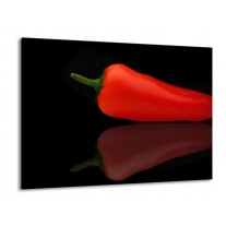 Glas schilderij Paprika | Rood, Zwart, Groen | 100x70cm 1Luik
