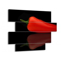 Glas schilderij Paprika | Rood, Zwart, Groen | 115x85cm 4Luik