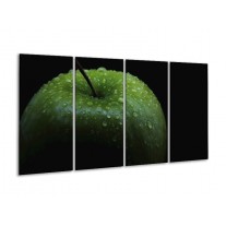 Glas schilderij Appel | Groen, Zwart | 160x80cm 4Luik