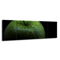 Glas schilderij Appel | Groen, Zwart | 170x50cm 3Luik