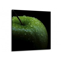 Canvas schilderij Appel | Groen, Zwart | 70x70cm 1Luik