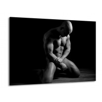 Glas schilderij Man | Grijs, Zwart, Wit | 100x70cm 1Luik