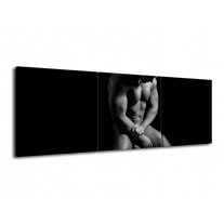 Canvas schilderij Man | Grijs, Zwart, Wit | 120x40cm 3Luik