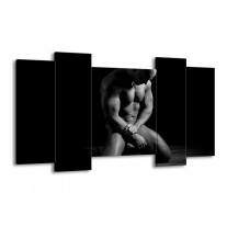Canvas schilderij Man | Grijs, Zwart, Wit | 120x65 5Luik