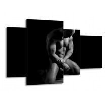 Glas schilderij Man | Grijs, Zwart, Wit | 120x75cm 4Luik