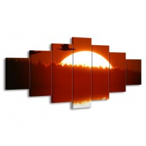Glas schilderij Zonsondergang | Zwart, Rood, Wit | 210x100cm 7Luik