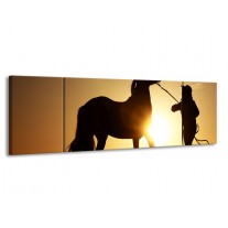 Canvas schilderij Paard | Zwart, Geel | 170x50cm 3Luik