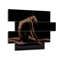 Canvas schilderij Vrouw | Bruin, Zwart | 115x85cm 4Luik