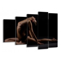 Canvas schilderij Vrouw | Bruin, Zwart | 150x100cm 5Luik