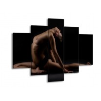 Glas schilderij Vrouw | Bruin, Zwart | 150x105cm 5Luik