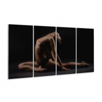 Glas schilderij Vrouw | Bruin, Zwart | 160x80cm 4Luik