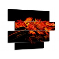 Glas schilderij Herfstblad | Rood, Zwart, Oranje | 115x85cm 4Luik