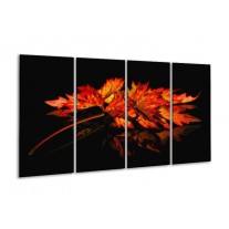 Glas schilderij Herfstblad | Rood, Zwart, Oranje | 160x80cm 4Luik