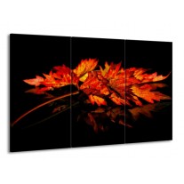 Glas schilderij Herfstblad | Rood, Zwart, Oranje | 165x100cm 3Luik
