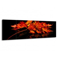 Glas schilderij Herfstblad | Rood, Zwart, Oranje | 170x50cm 3Luik