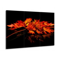 Glas schilderij Herfstblad | Rood, Zwart, Oranje | 90x60cm 3Luik