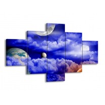 Glas schilderij Planeet | Blauw, Wit | 125x70cm 5Luik