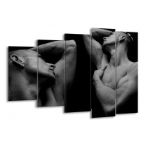 Canvas schilderij Mensen | Grijs, Zwart | 150x100cm 5Luik